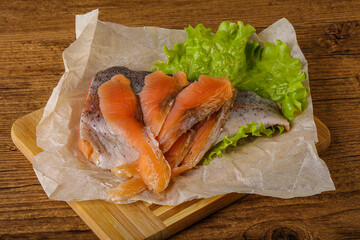 Sliced natural wild trout fillet