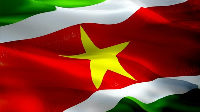 Surinamese flag. 3d Suriname sign waving video. Flag of Suriname seamless loop animation. Surinamese flag silk HD resolution Background. Suriname flag Closeup 1080p HD video for Independence Day,Victo