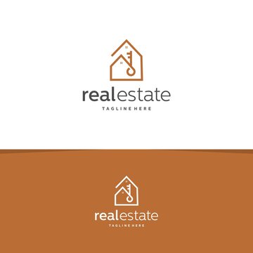 key house logo with linear concept. good for real estate, mortage, housing, property business or any desired idea. stock vector illustration