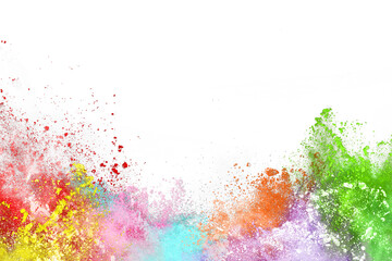 Obraz premium abstract powder splatted background. Colorful powder explosion on white background. Colored cloud. Colorful dust explode. Paint Holi.