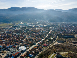 Aerial view of historical town of Peshtera, Bulgaria