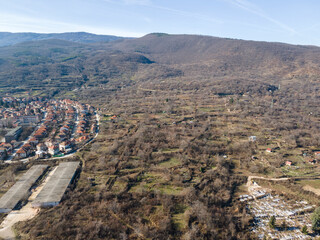 Aerial view of historical town of Peshtera, Bulgaria