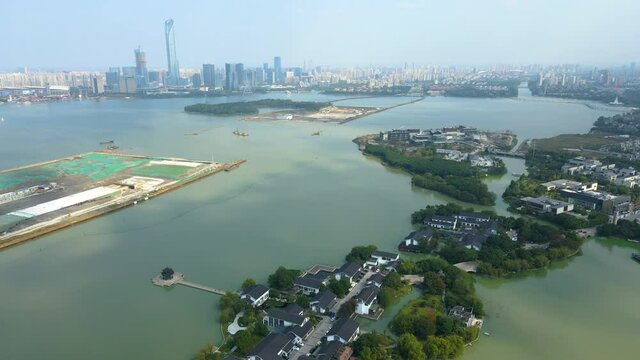 Aerial photography of Chinese gardens in Suzhou