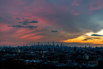 sunset over the city