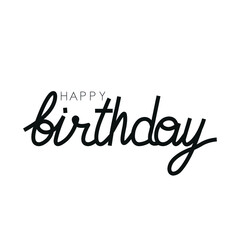 Text banner with the inscription happy birthday, black color. Vector illustration.