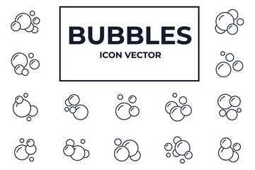 Set of Bubbles icon. Soap foam, fizzy drink, oxygen bubble pictogram pack symbol template for graphic and web design collection logo vector illustration