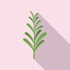 Green rosemary icon flat vector. Herb plant
