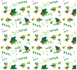Seamless Christmas pattern with Christmas elements. Winter holidays texture. Repeat design for decoration, wallpapers, wrapping, website. Vector illustration.