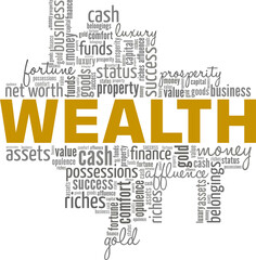 Wealth conceptual vector illustration word cloud isolated on white background.
