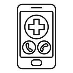 Fototapeta premium Emergency call icon outline vector. Contact phone