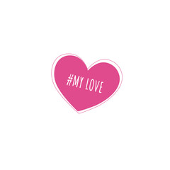 Love sticker. Valentine icon with heart