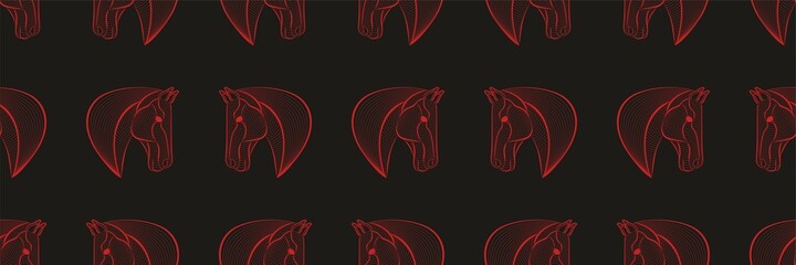 Seamless pattern with head of elegant horse. Vector illustration. EPS10.