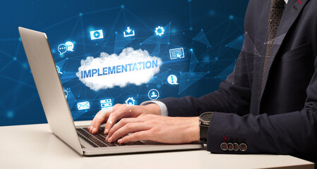 Businessman working with laptop concept