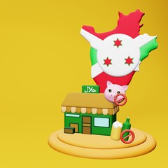 3d rendering of halal and haram food and beverage culinary tourism in Burundi