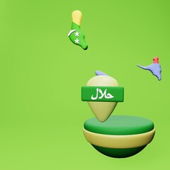 3d rendering of halal locations and tours in Comoros for Eid Al Adha an Eid