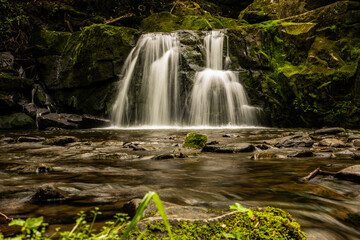 Long Exposure Of Water Cascading Over Indian Flats Falls In Great Smoky Mountains
