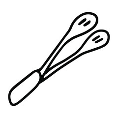 Cooking tongs in doodle style. Isolated vector.