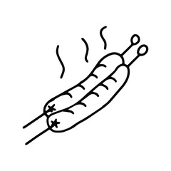 Sausages in doodle style. Isolated vector.