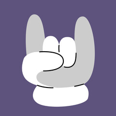 Hand with rock on gesture in cartoon style. Isolated vector.