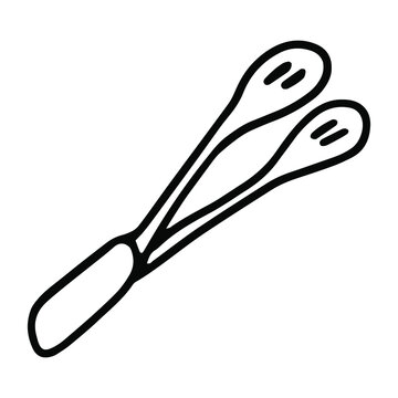 recommend clip art: Cooking tongs in doodle style. Isolated vector.