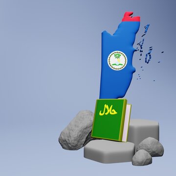 3d rendering of law books halal and haram in Belize for Ramadan and Eid