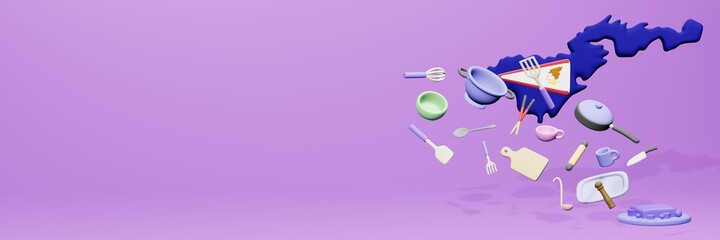 3d rendering of kitchen utensils usage in American Samoa for data display