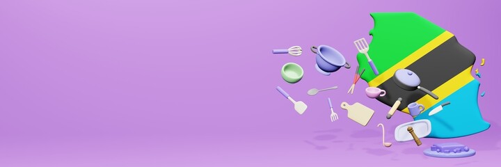 3d rendering of kitchen utensils usage in Tanzania for data display