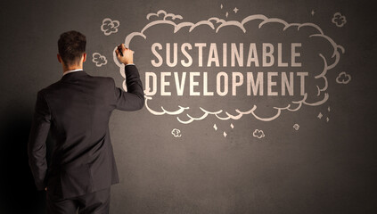 businessman drawing a cloud with inscription