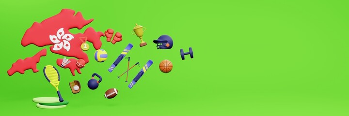 3d rendering of sports equipment in Hongkong for promotion