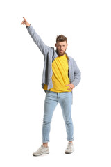 Cool dancing young man isolated on white