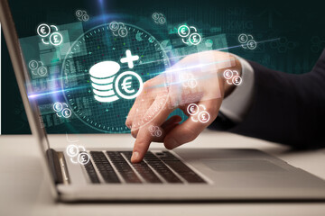 business hand working in stock market