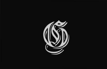 vintage white G alphabet letter logo design icon. Creative template for business or company with black backgound
