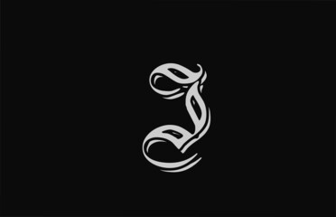 vintage white I alphabet letter logo design icon. Creative template for business or company with black backgound