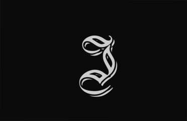 vintage white J alphabet letter logo design icon. Creative template for business or company with black backgound