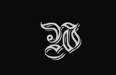 vintage white W alphabet letter logo design icon. Creative template for business or company with black backgound