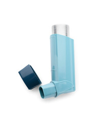 Asthma inhaler on white background