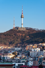 Itaewon district and Namsan Tower in Seoul, South Korea