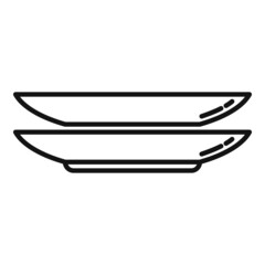 Dish plate icon outline vector. Dinner food