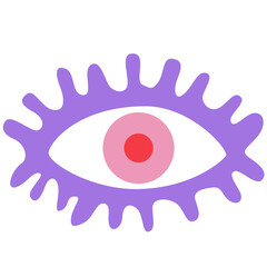 Retro groovy eye illustration. Eye with lashes.
