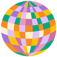 Retro 60s 70s disco ball cartoon clipart. Party disco ball.