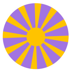 Retro 70s sunshine emblem. Retro sun icon.