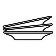 Porcelain plate icon outline vector. Dish food