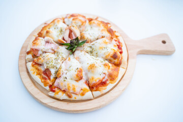 Homemade pizza with sausage and cheese