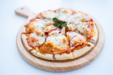 Homemade pizza with sausage and cheese