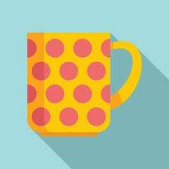 Cute mug icon flat vector. Hot cup
