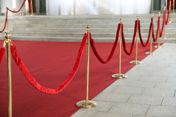 Red carpet at the award ceremony on the background of the stairs