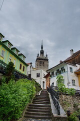 Fototapeta na wymiar medieval city Sighisoara and Clock Tower built by Saxons, Transylvania, Romania, Europe ,may 2017
