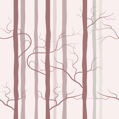 Tropical pattern. Seamless background tree. Hand drawn. Pastel colorful lines. , print forest nature summer leafless twigs on colored lines Ink brush strokes, fabric design ideas and wallpaper.