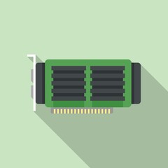 Computer video card icon flat vector. Gpu fan