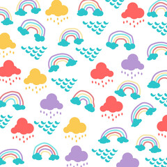 Obraz premium Hand drawn rainbow pattern. - Vector.